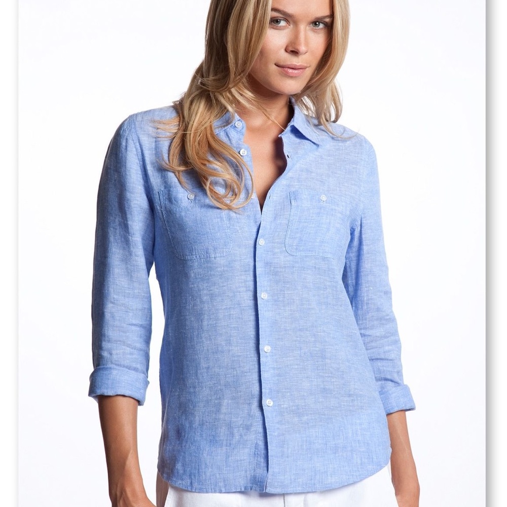 Blue Linen Button Shirt